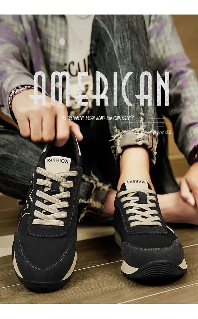 Sneakers Casual Mens Designer Retro Running Shoes Fashion Microfiber Leather Fabric Breathable Increased Internal Platform Shoes