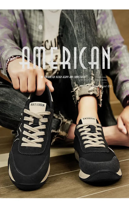 Sneakers Casual Mens Designer Retro Running Shoes Fashion Microfiber Leather Fabric Breathable Increased Internal Platform Shoes