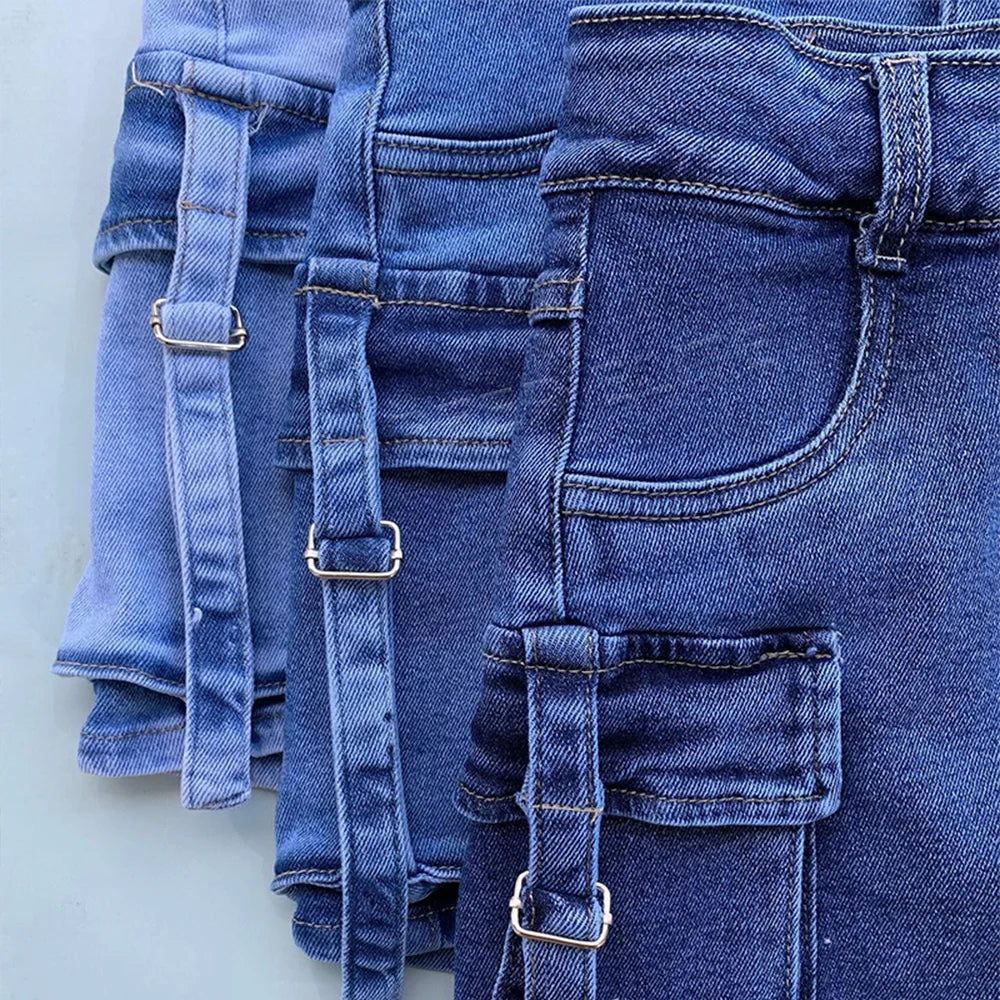 2024 New Denim Short Skirt for Women Sexy Slim Fit Mid Wiast Fashion Mini Skirts Woman Korean Chic Pockets Shorts Jeans Skirt