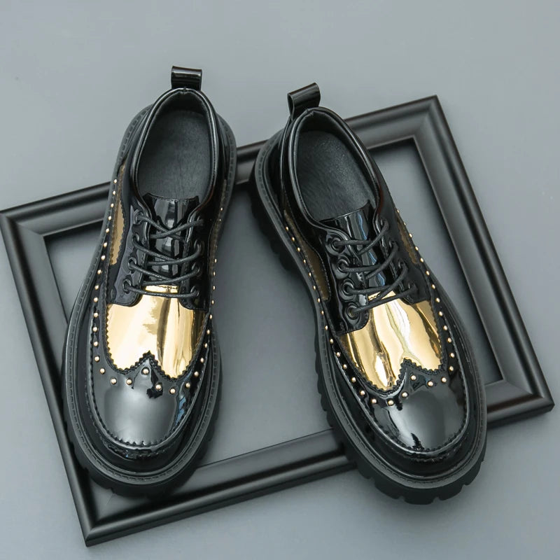 Men Casual Office Business Formal Oxford Thick Bottom Dress Shoes Men Gentleman Outdoor Patent Leather Wedding Shoes Fashion