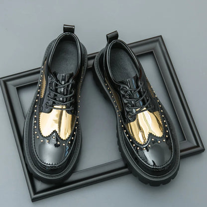Men Casual Office Business Formal Oxford Thick Bottom Dress Shoes Men Gentleman Outdoor Patent Leather Wedding Shoes Fashion