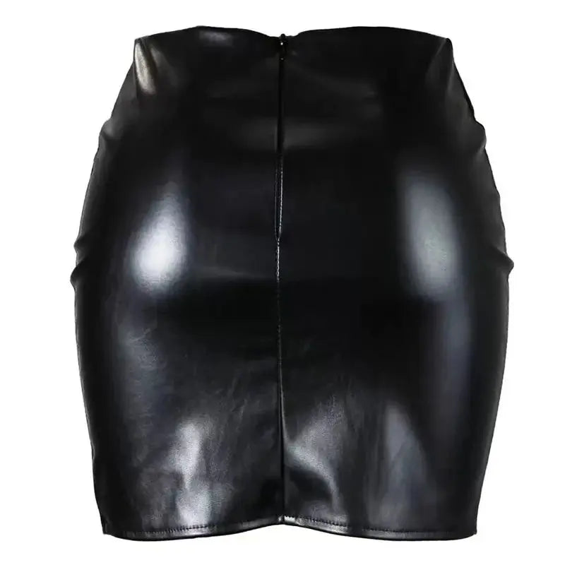 Sexy High Waist Wrapped Hip Leather Skirt for Women Comfortable Bla Sle 2024 Autumn Season Other Material 00%