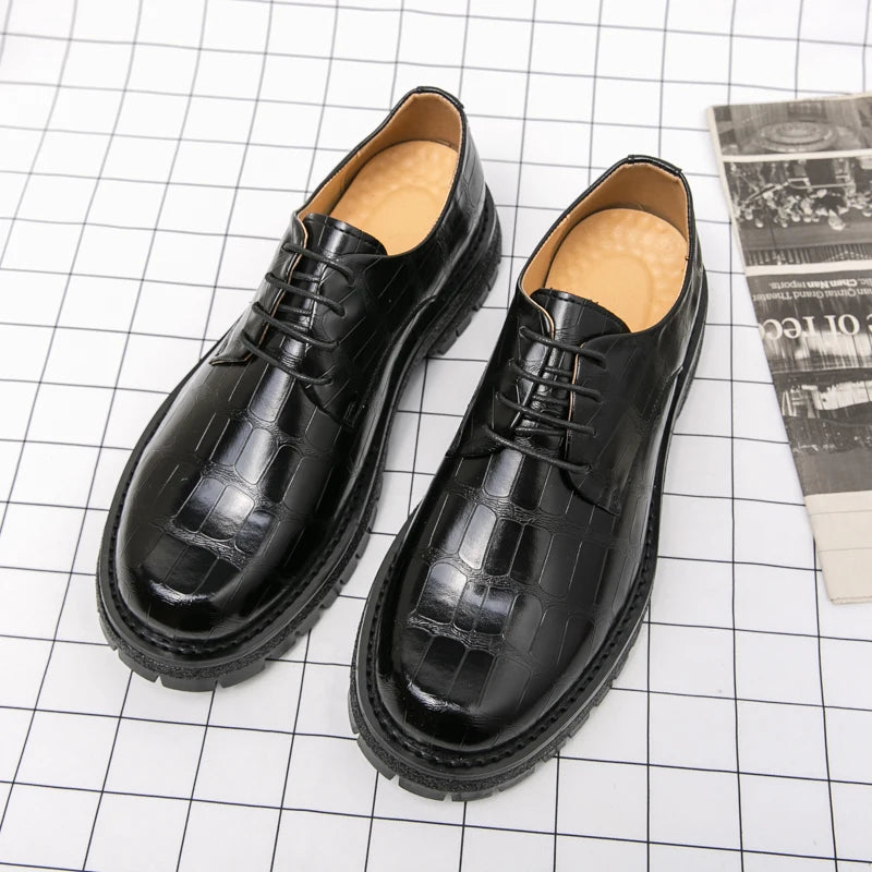 2024 Men's Thick soled Oxford Shoes Fashion Versatile Breathable Office Classic Business Luxury Designer Formal Crocodile Shoes