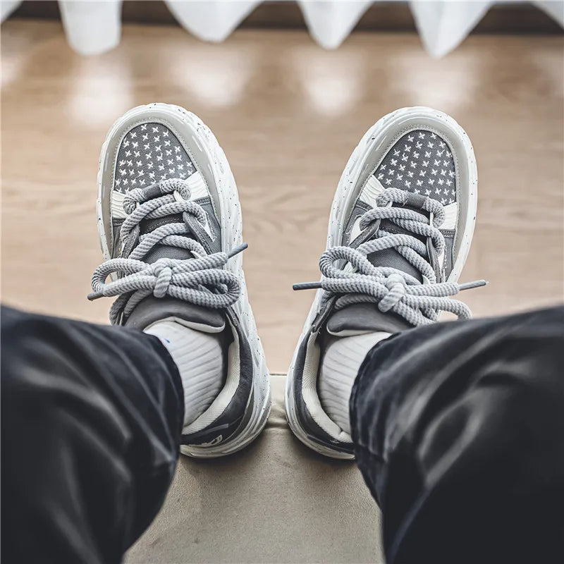 Chunky Men Canvas Sneakers Tennis Man Trend 2023 Casual Skateboarder Shoes Black Man Autumn Comfort Anti Slip Mens Footwear Rest