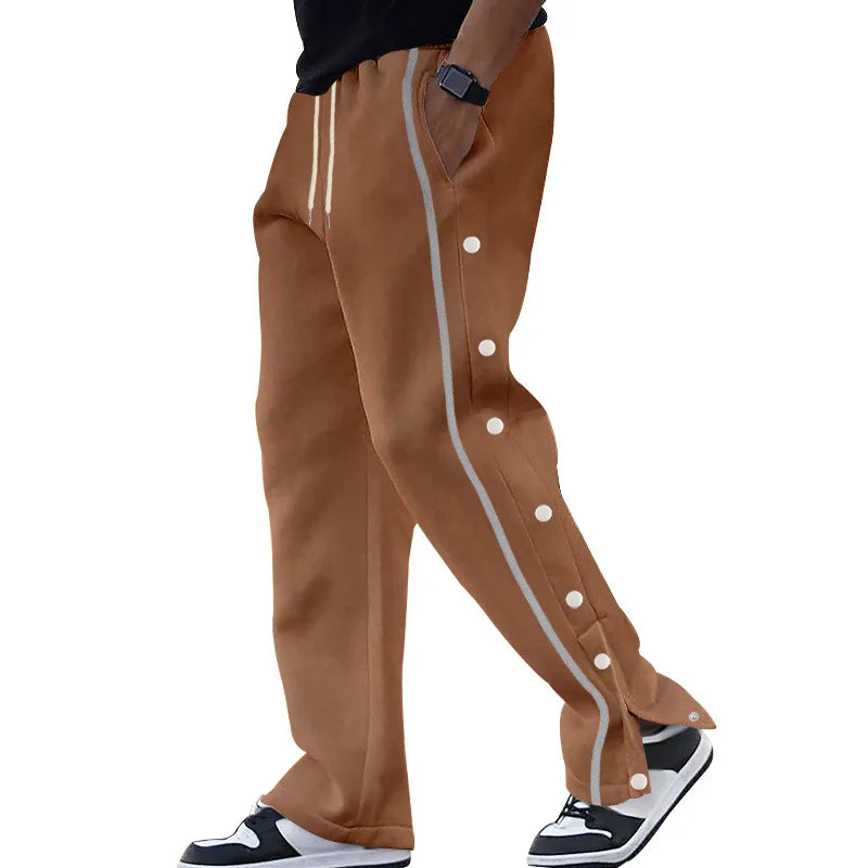 2024 Casual Sports Breasted Pants Men's Autumn New Button Loose Straight Drawstring Oversized Sweatpants Trousers Free shipping