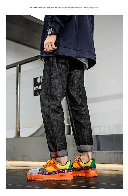 2025 New Spring Shoes for Men Thick Soles Increase Board Shoes All Casual Sports Shoes Fashion Trend Ins Men Board Shoes