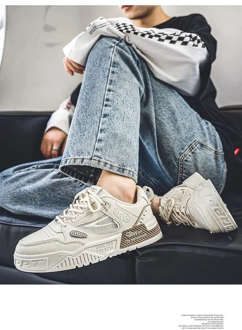 Mens Shoes Fashion Outdoor Casual Shoes Lace Up Platform Skateboard Shoe Training Shoes for Men Non Slip Sneaker Tenis Masculino