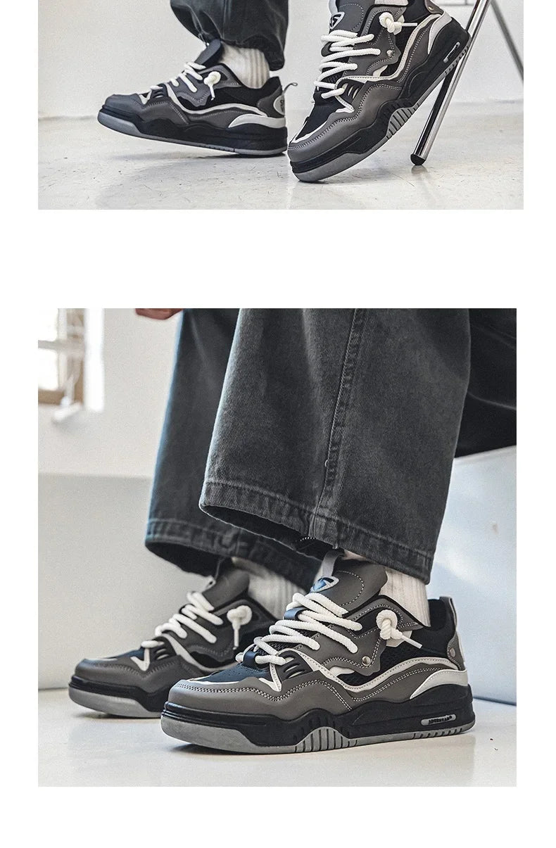 Men's Vulcanized Shoes Trendy Personalized Teenagers Casual Shoes Round Toe Lace-Up Plus Size Platform Shoes Men Shose For Sale