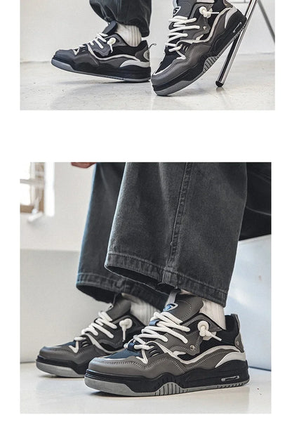Men's Vulcanized Shoes Trendy Personalized Teenagers Casual Shoes Round Toe Lace-Up Plus Size Platform Shoes Men Shose For Sale