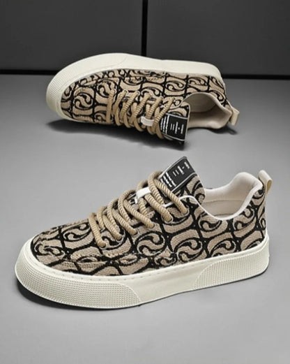 Men's Graffiti Prints Canvas Sneakers 2024 Spring Autumn Breathable Fashion Vulcanize Shoes Outdoor Lace Up Men Casual Shoes