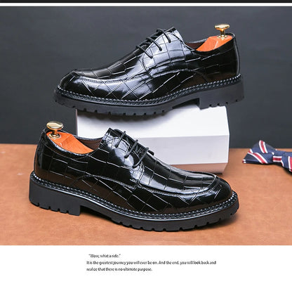 Business shoes British casual shoes Increase leather shoes Korean version breathable lace-up hair stylist men's shoes
