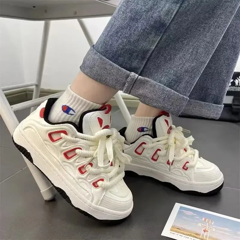 White Fashion Womens Sports Shoes Street Student Casual Platform Sneakers Running Harajuku Comfortable New Ladies Shoes