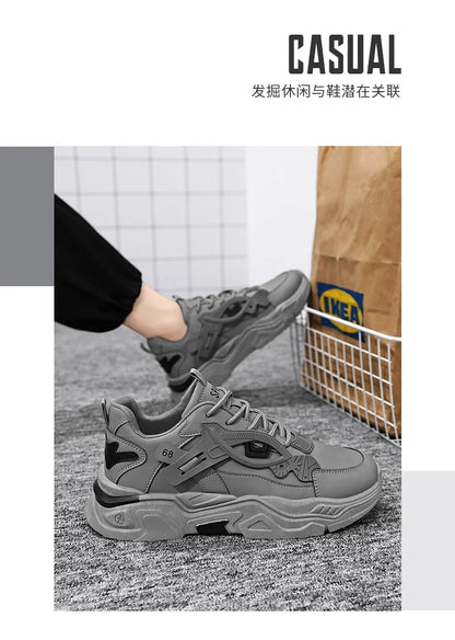 Student height increasing shoes four season new thick sole men's casual sports shoes soft sole comfortable outdoor running shoes