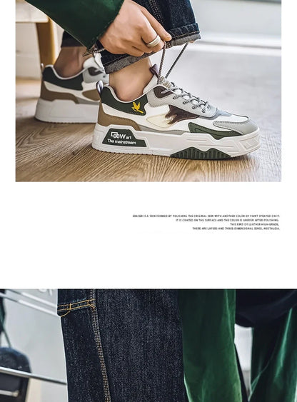 New Men's Leather Low-Top Fashion  Easiest for Match Running Shoes Men's Skateboard Shoes Suitable for Outdoor Sports