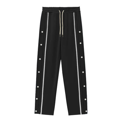 2024 Casual Sports Breasted Pants Men's Autumn New Button Loose Straight Drawstring Oversized Sweatpants Trousers Free shipping