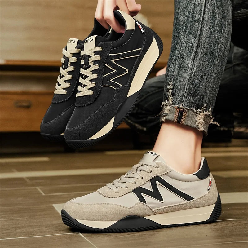 Sneakers Casual Mens Designer Retro Running Shoes Fashion Microfiber Leather Fabric Breathable Increased Internal Platform Shoes