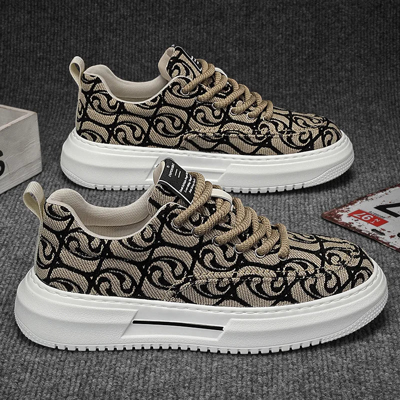Sneakers Men New Fashion Prints Men's Platform Canvas Shoes Low Top Designer Casual Loafers Flat Vulcanized Shoes Men Footwear