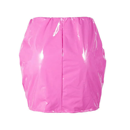 Women High Waist Pu Leather Skirts Solid Black Red Orange Sexy Pencil Mini Skirts