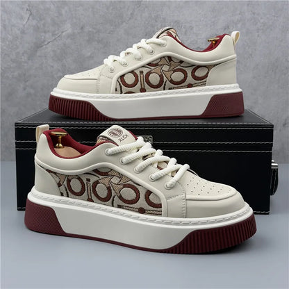 Luxury Designer Britain Men's Lace Up Color-blocked Thick Bottom Causal Board Shoes Flats Moccasins Male Walking Sneakers