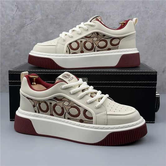 Luxury Designer Britain Men's Lace Up Color-blocked Thick Bottom Causal Board Shoes Flats Moccasins Male Walking Sneakers