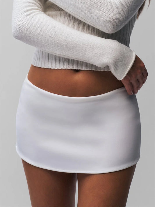 Y2K Low Waist Slim Mini Micro Skirts A-line Solid Color Casual Elastic Skirt  Women Fashionable Bodycon Skirts Streetwear