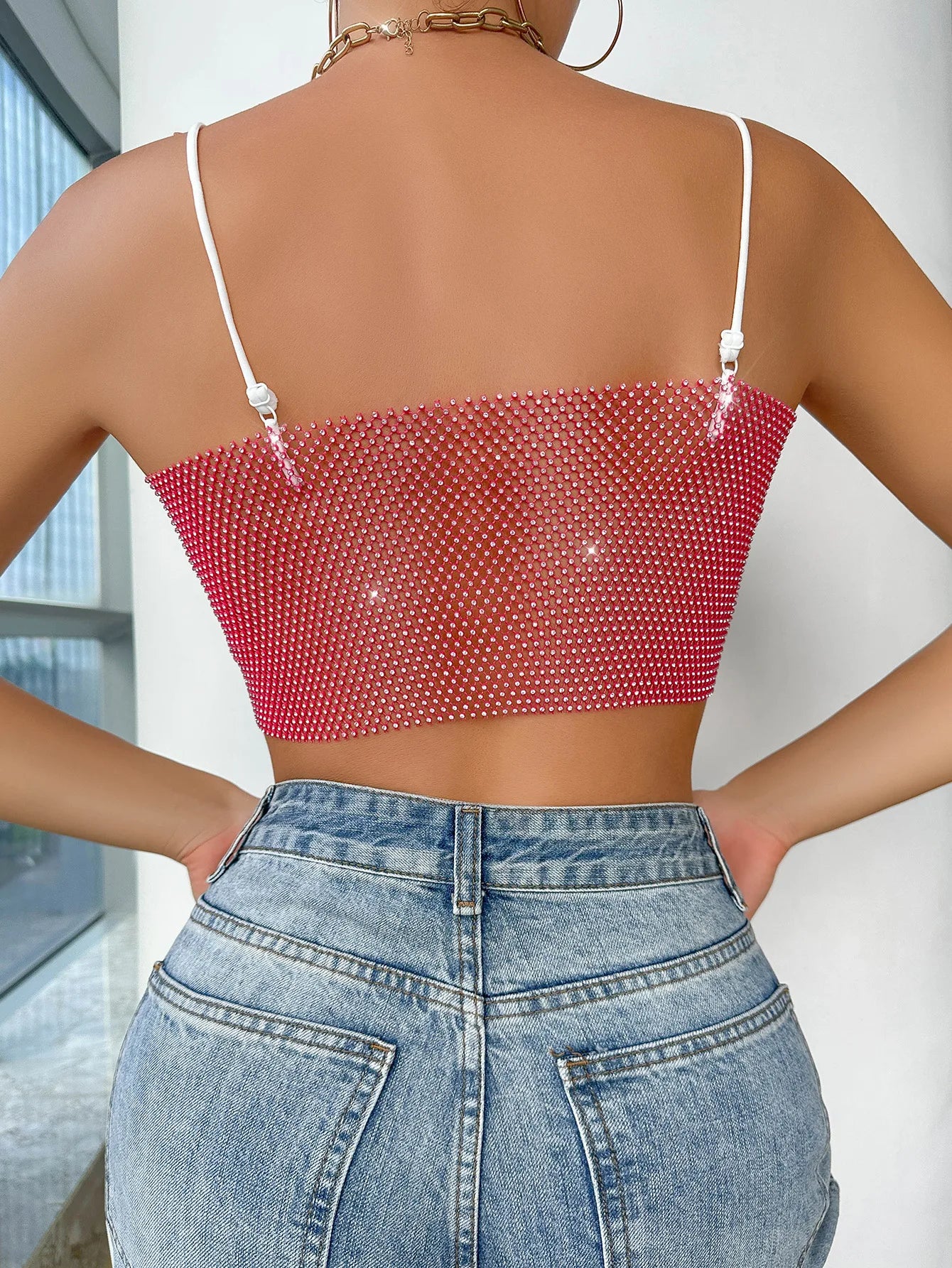 Sexy Fiing Net Bright Diamond Tube Top Strap Tight Body 8 Sparkling Fla S Summer New Arrival Women's Vest Strap
