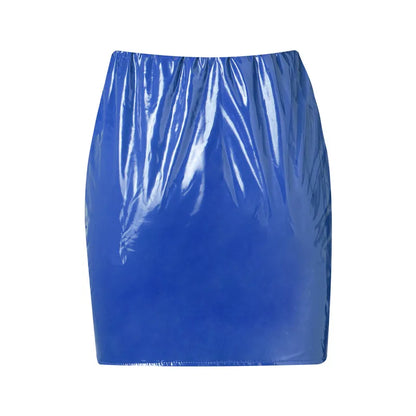 Women High Waist Pu Leather Skirts Solid Black Red Orange Sexy Pencil Mini Skirts