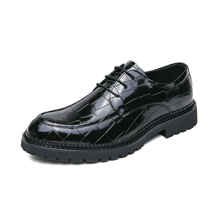 Business shoes British casual shoes Increase leather shoes Korean version breathable lace-up hair stylist men's shoes