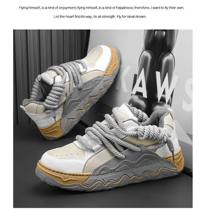 Men Casual Sneaker New Plush Lining White Sports Shoes Anti Slip Comfort Male Students Running Thick Soled Lace Up Shoes