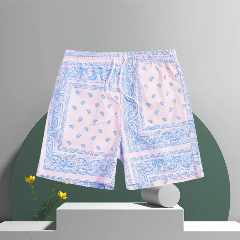 3D Printed Hawaiian Women's Quick Drying Sports Shorts  Casual Drawstring Waist Shorts Outdoor Men's Running Sports Shorts Moto