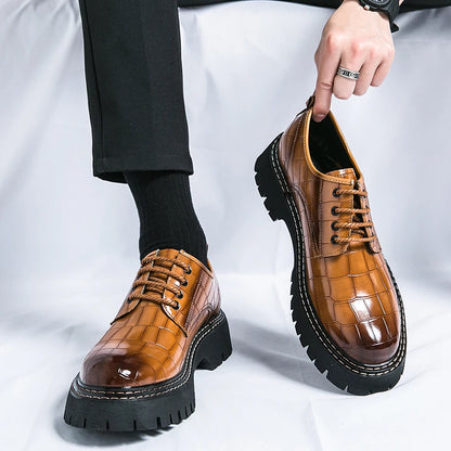 Fashion Thick Bottom Man Oxford Footwear Lace-Up Outdoor Male Shoes Fashion Casual Shoes Artificial Leather Mens Business Shoes