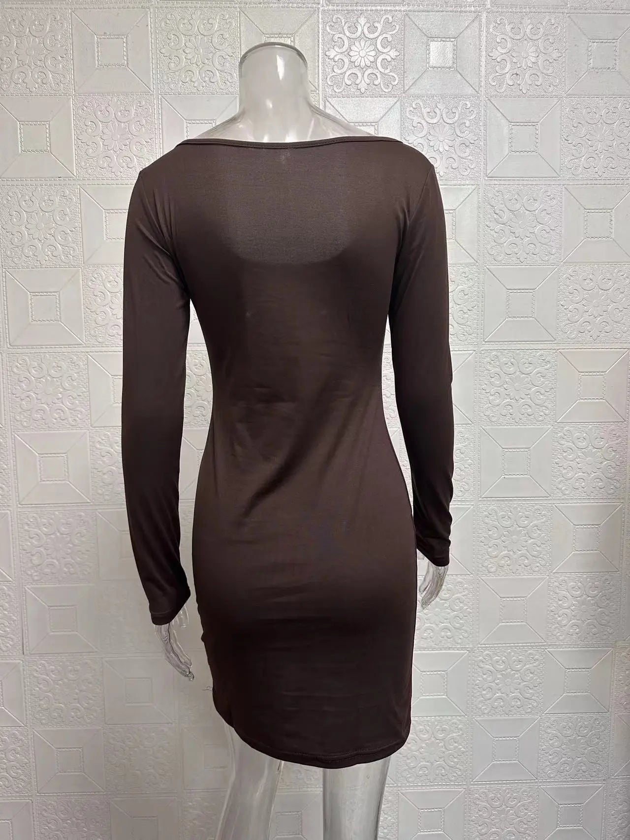 Fashionable minimalist round neck slimming wrap around hip dress