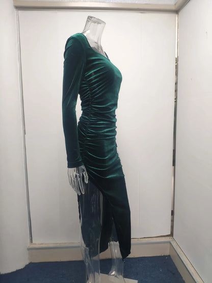 Dress Women Summer 2022 Women Europe New Split Sense Pure Color Led High Waist Dresses Casual Vestidos OLNAL8752