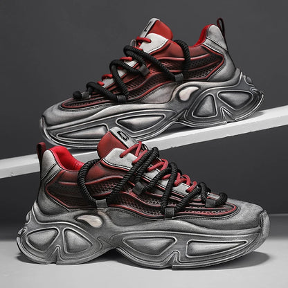 Chunky Sneaker Men Designer Sport Shoes Fashion Casual Microfiber Leather Fabric Breathable Height Increased Flat Platform Shoes