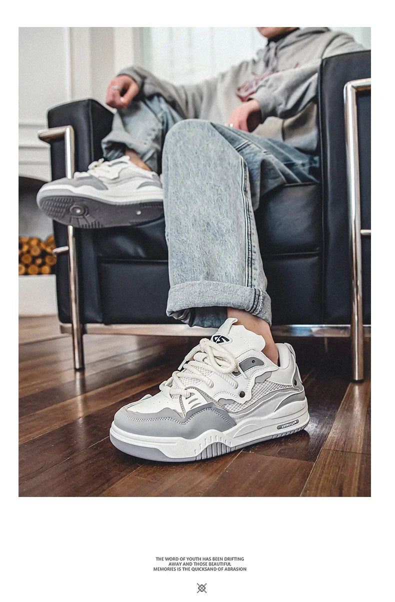Men's Vulcanized Shoes Trendy Personalized Teenagers Casual Shoes Round Toe Lace-Up Plus Size Platform Shoes Men Shose For Sale