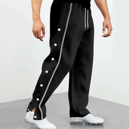 2024 Casual Sports Breasted Pants Men's Autumn New Button Loose Straight Drawstring Oversized Sweatpants Trousers Free shipping
