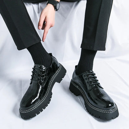 Fashion Thick Bottom Man Oxford Footwear Lace-Up Outdoor Male Shoes Fashion Casual Shoes Artificial Leather Mens Business Shoes