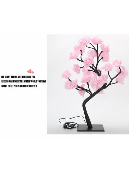 LED Table Lamp Rose Flower Tree USB Night Lights Home Decoration LED Table Lights Parties Xmas Christmas Wedding Bedroom Decor