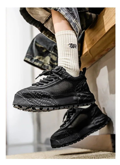 New 2025 Spring Large-mesh, High-quality Lace-up Mesh, High-quality Breathable and Fashionable Thick-soled Casual Shoes