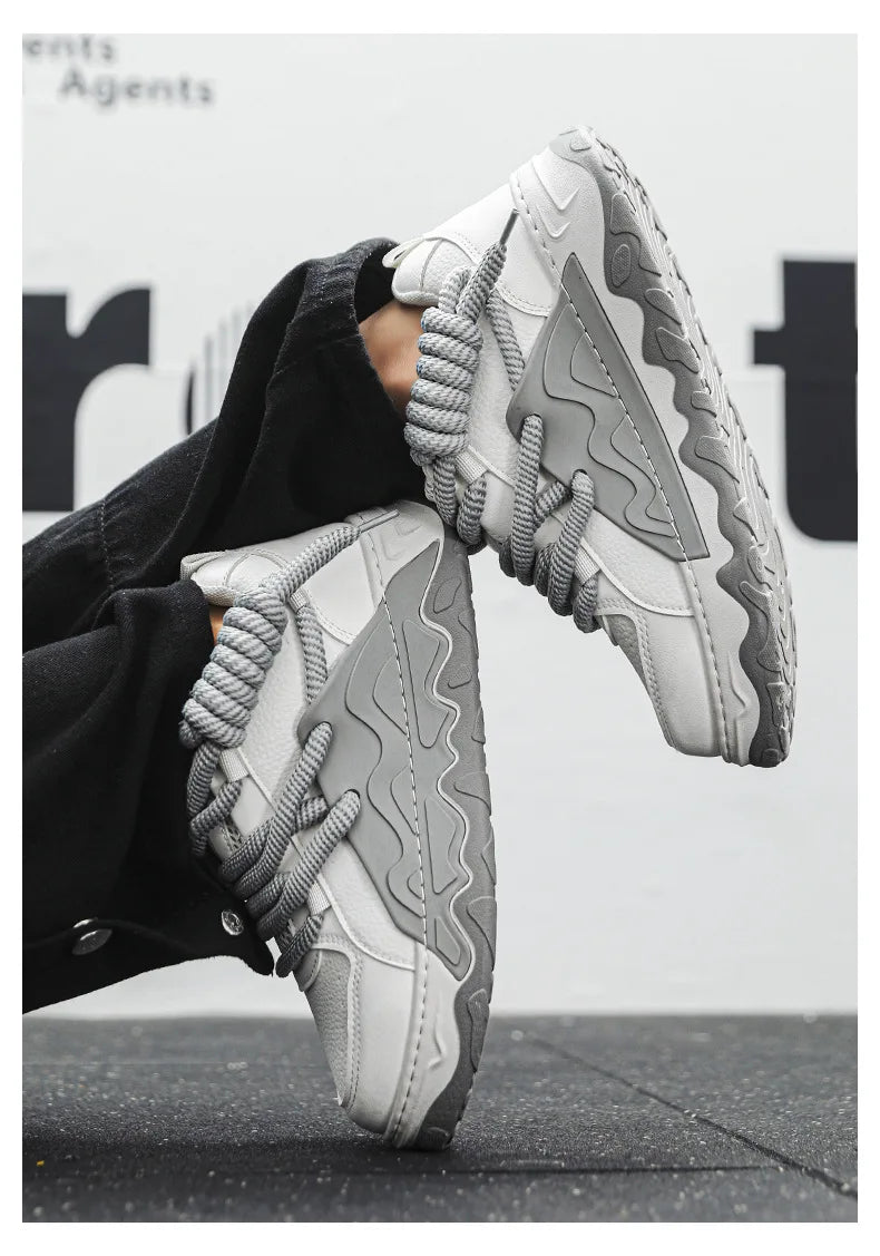 Men Casual Sneaker New Plush Lining White Sports Shoes Anti Slip Comfort Male Students Running Thick Soled Lace Up Shoes