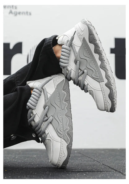 Men Casual Sneaker New Plush Lining White Sports Shoes Anti Slip Comfort Male Students Running Thick Soled Lace Up Shoes