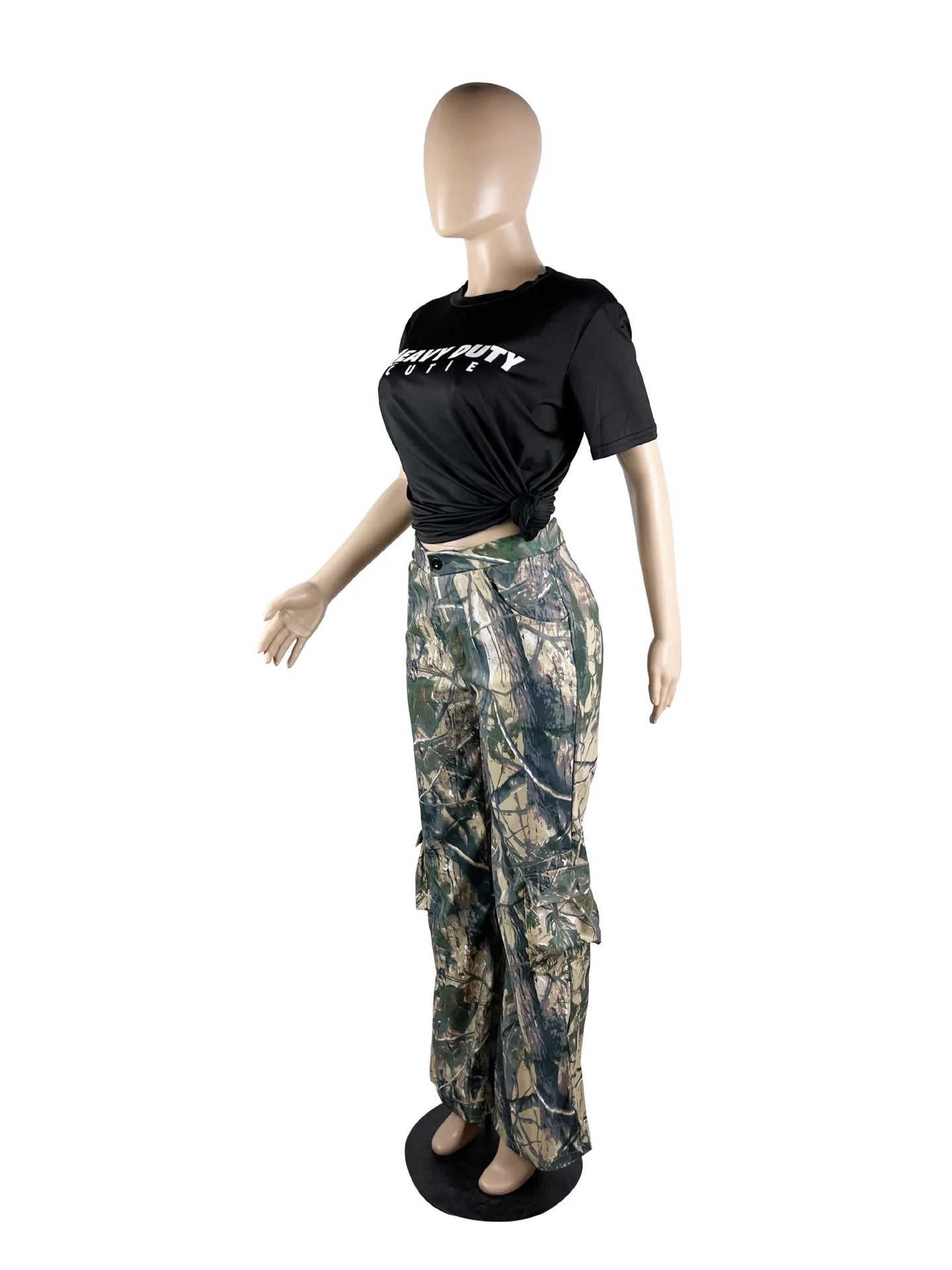 FAGADOER Casual Camouflage Cargo Pants Fashion Y2K Street Wide Leg Pants Women High Waisted Button Pocket Trousers Bottoms 2023