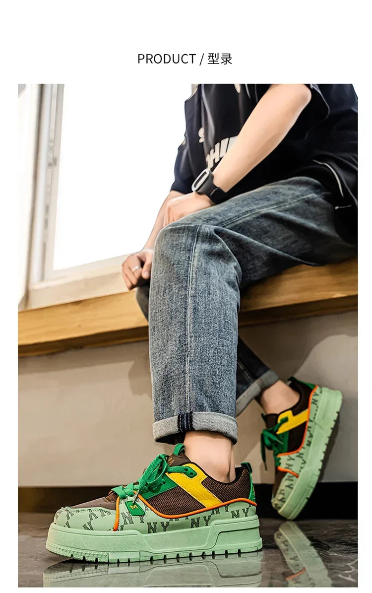 2025 New Spring Shoes for Men Thick Soles Increase Board Shoes All Casual Sports Shoes Fashion Trend Ins Men Board Shoes