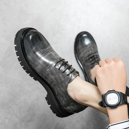 2024 Men's Thick soled Oxford Shoes Fashion Versatile Breathable Office Classic Business Luxury Designer Formal Crocodile Shoes