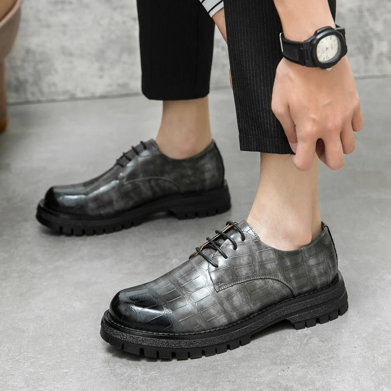 2024 Men's Thick soled Oxford Shoes Fashion Versatile Breathable Office Classic Business Luxury Designer Formal Crocodile Shoes