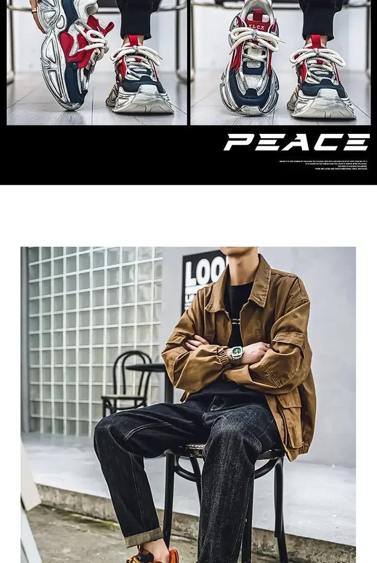 Chunky Sneaker Men Designer Sport Shoes Fashion Casual Microfiber Leather Fabric Breathable Height Increased Flat Platform Shoes