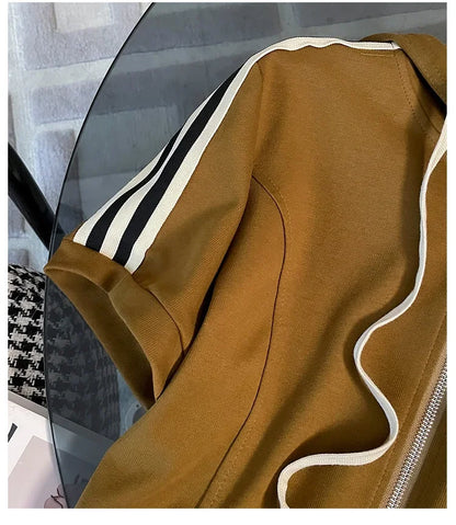 Korean Style Women's Sportswear Summer 2024 Trendy Age-Reducing Slimming Elegant Short Sleeves Hooded Top 2-Piece Set