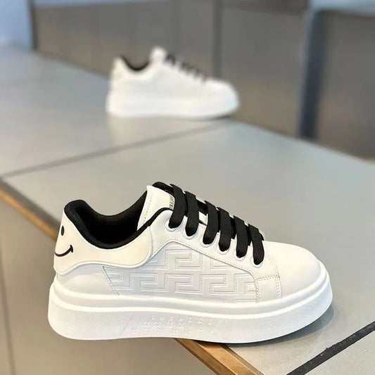 2025 Men's Breathable White Sneakers - Thick-Soled Casual Shoes, Comfortable Walking Shoes for Spring