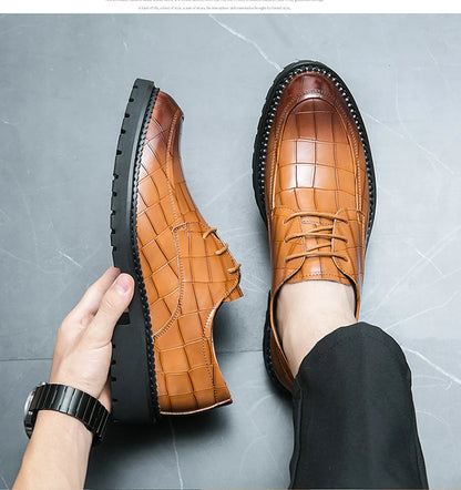 Business shoes British casual shoes Increase leather shoes Korean version breathable lace-up hair stylist men's shoes