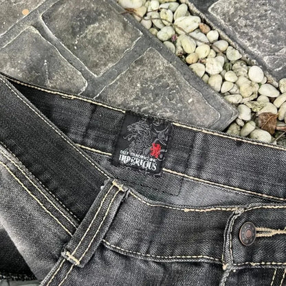 Streetwear Y2K Gothic Denim Trousers Harajuku Punk Dinosaur Embroidery Washed Jeans Hip Hop Wide Leg Oversized Jeans Mens Womens